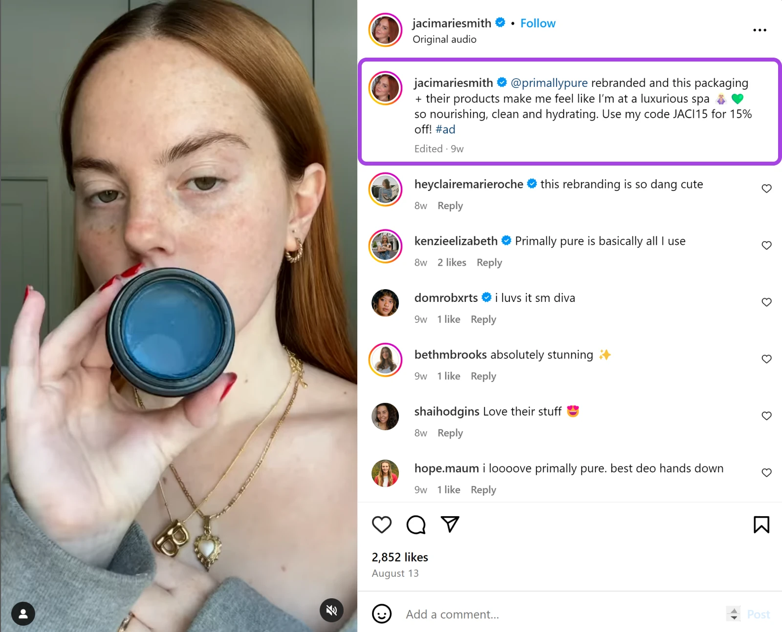 How To Get More Likes On Your Instagram Posts 6 Instagram Post From @Jacimariesmith Who Posted &Quot;@Primallypure Rebranded And This Packaging + Their Products Make Me Feel Like I'M At A Luxurious Spa...&Quot;