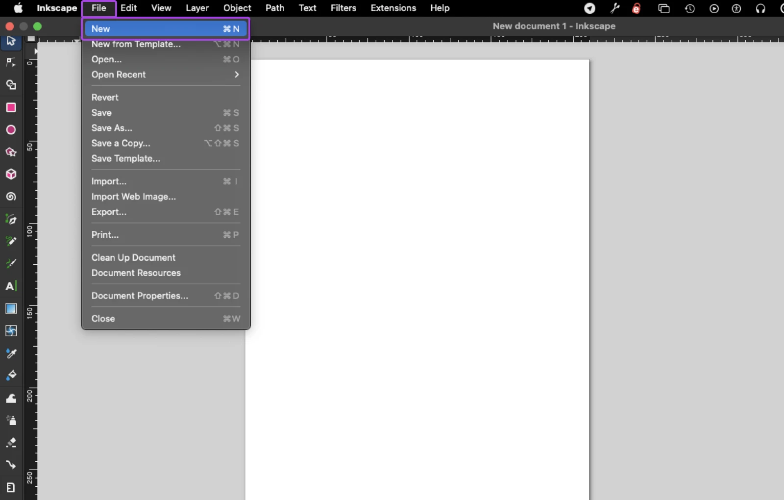 How To Create And Use Svg Files On Your Website 25 Screenshot Of The &Quot;New&Quot; Option Located Under File In The Top Nav Menu