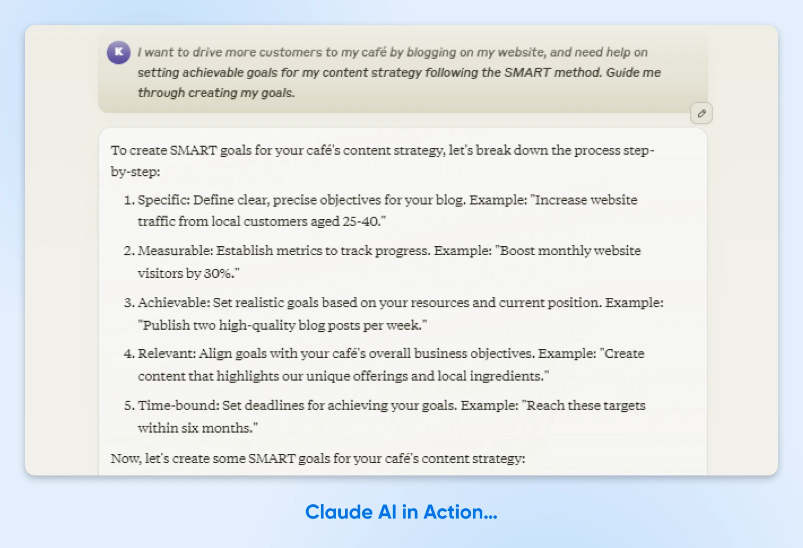Planning Your 2025 Content Strategy Checklist 4 Example Prompt And Response From Claude Ai