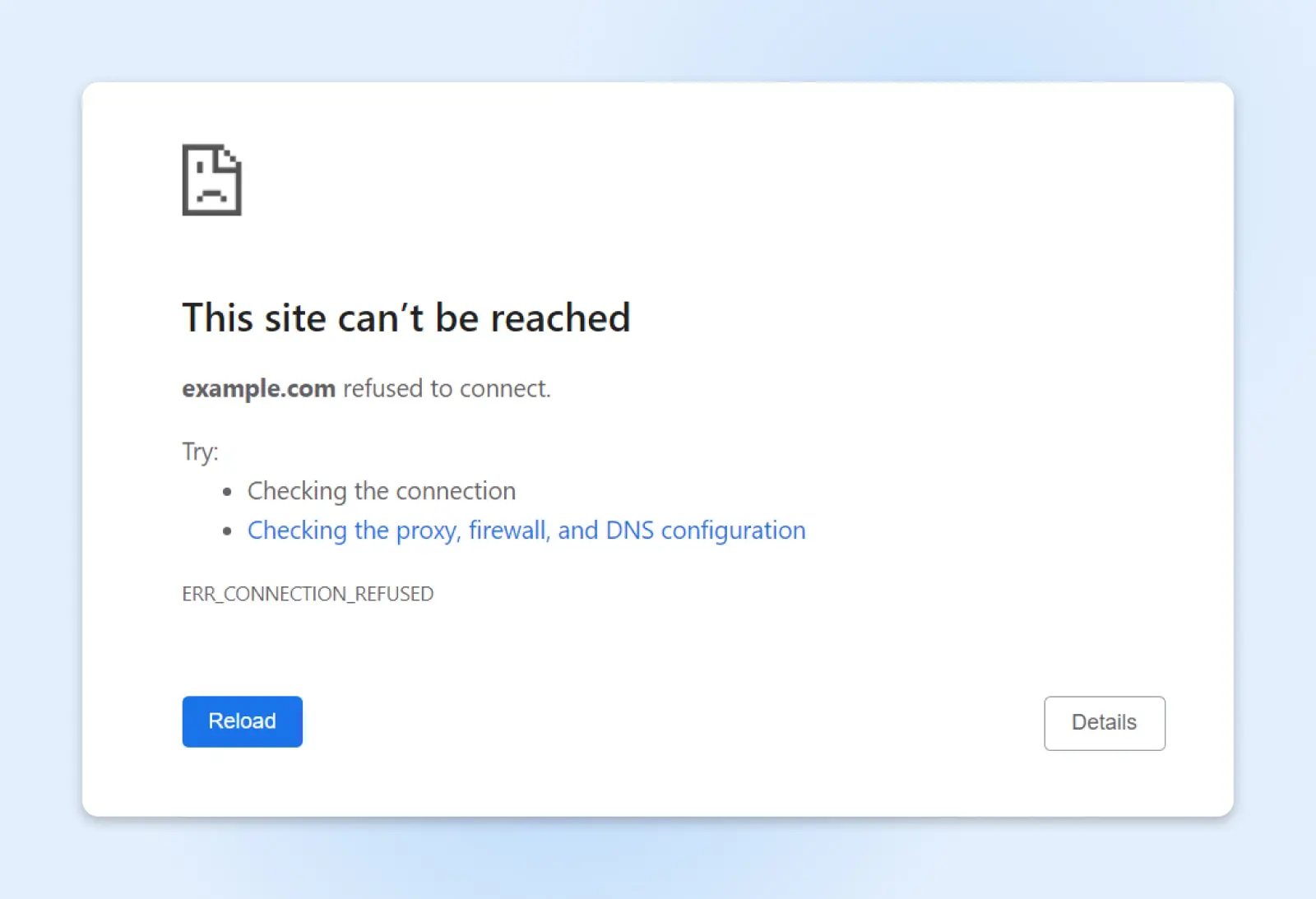 How To Fix &Quot;Connection Refused&Quot; Error 11 Screenshot Of A &Quot;This Site Can'T Be Reached&Quot; Error In Google
