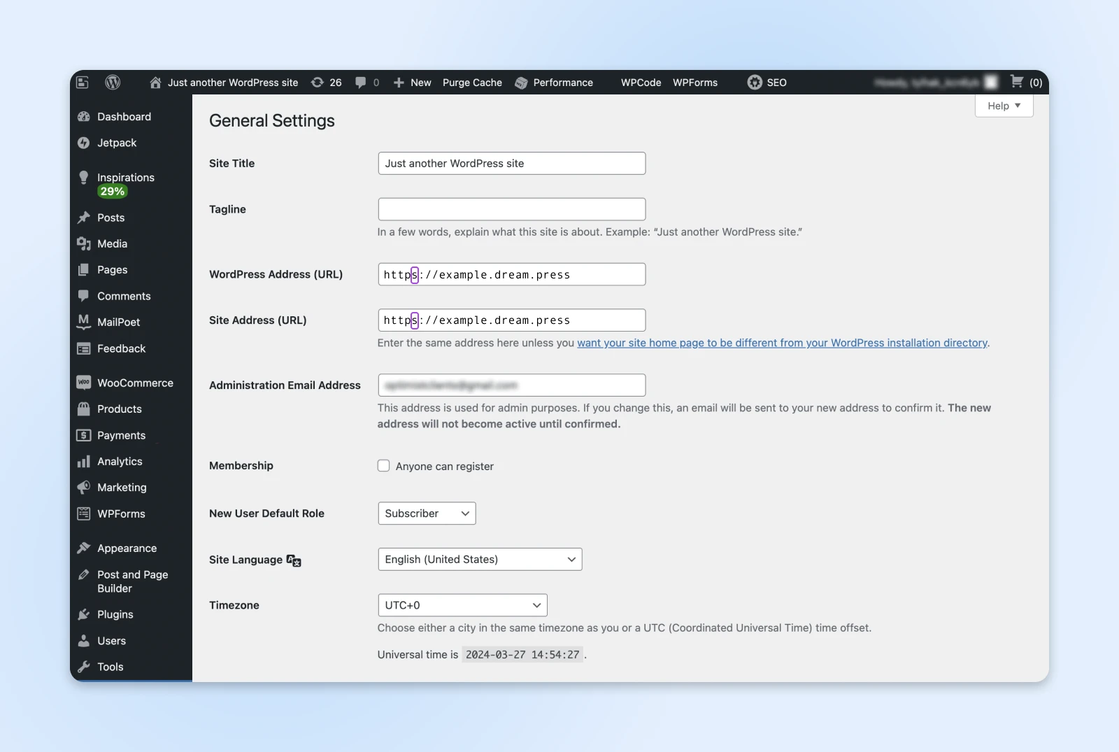 How To Fix Common Ssl Issues In Wordpress 47 General Settings Menu Showing The Wordpress Address Url And Site Address Url Calling Out The &Quot;S&Quot; In &Quot;Https&Quot;