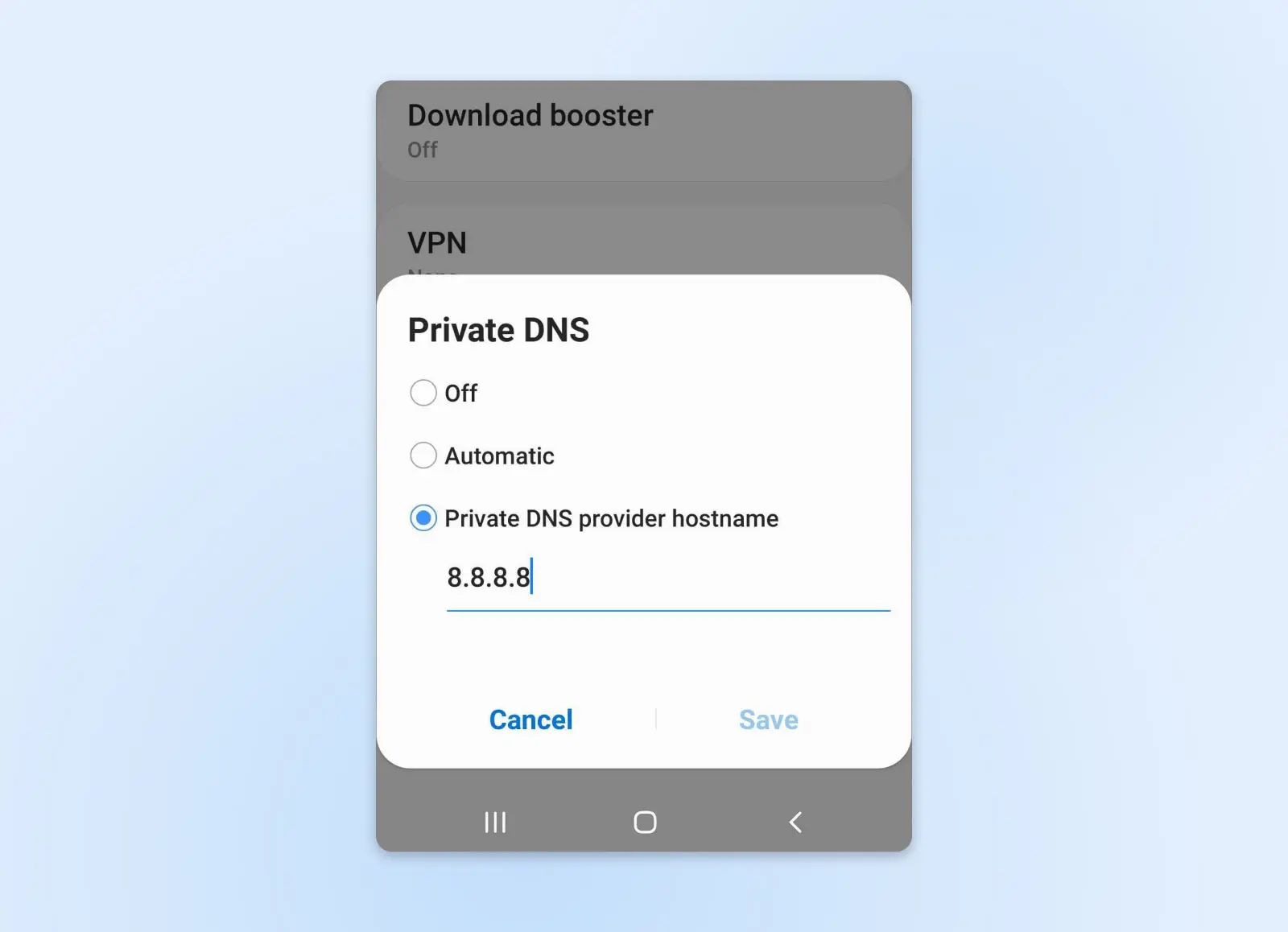 Dns Server Not Responding Error? Here'S How To Fix It (13 Ways) 19 Screenshot Of An Android Private Dns Setting Screen