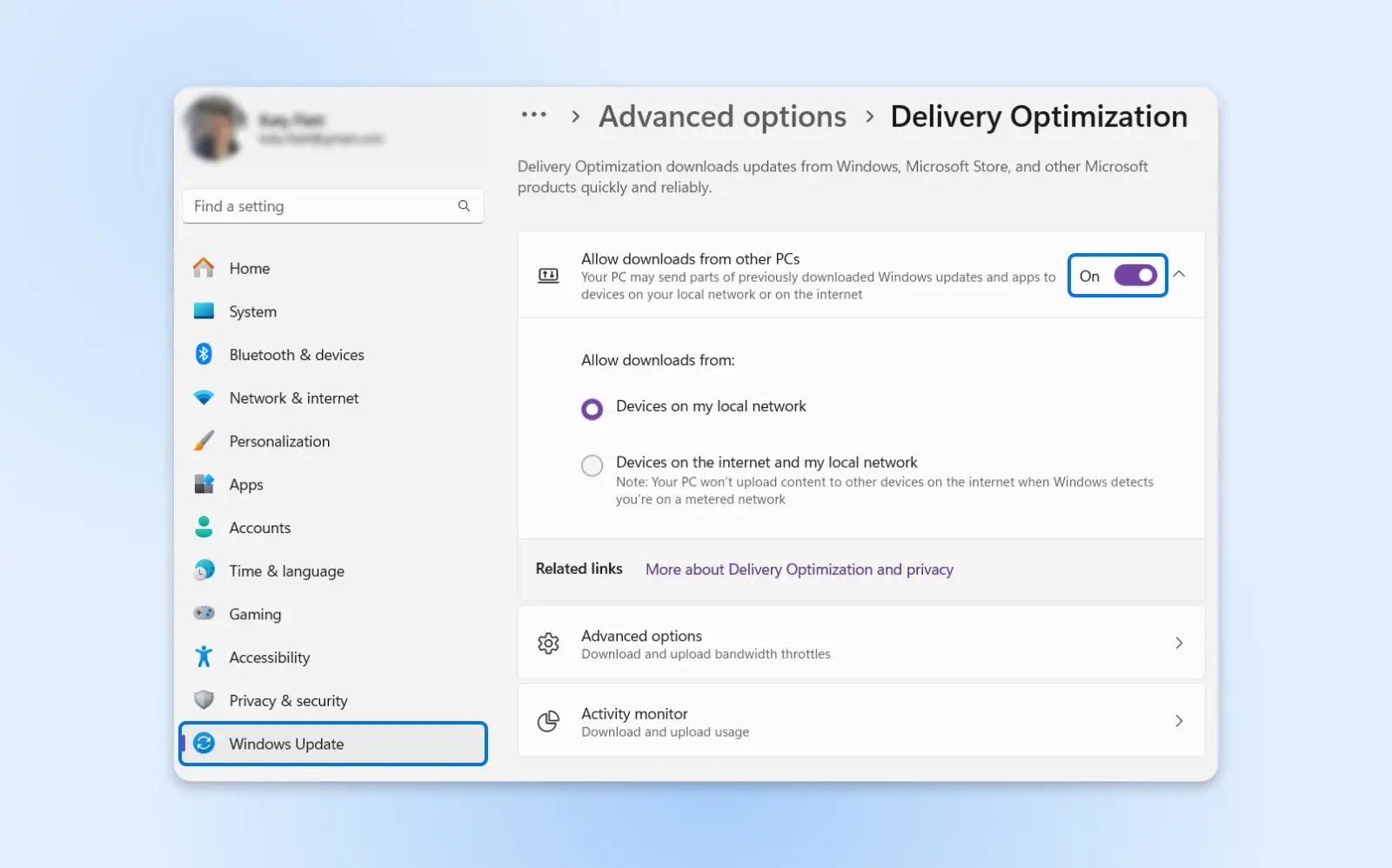 Dns Server Not Responding Error? Here'S How To Fix It (13 Ways) 20 Screenshot Of The Windows Delivery Optimization Settings Screen Found Under Windows Update Where You Can Toggle Allow Downloads From Other Pcs On And Off