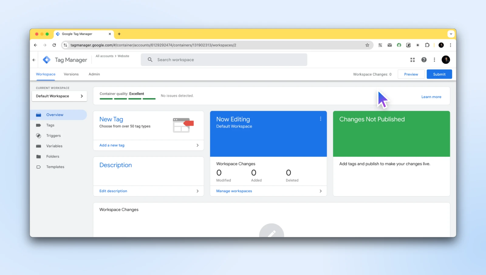 How To Improve Core Web Vitals 24 Screenshot Of The Google Tag Manager Dashboard On The &Quot;Overview&Quot; Tab