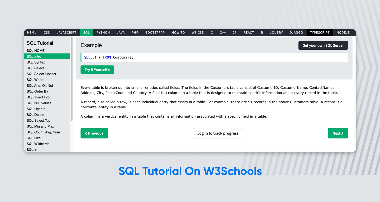 Learn To Code With 58 (Mostly Free) Resources 21 Sql Tutorial On W3Schools