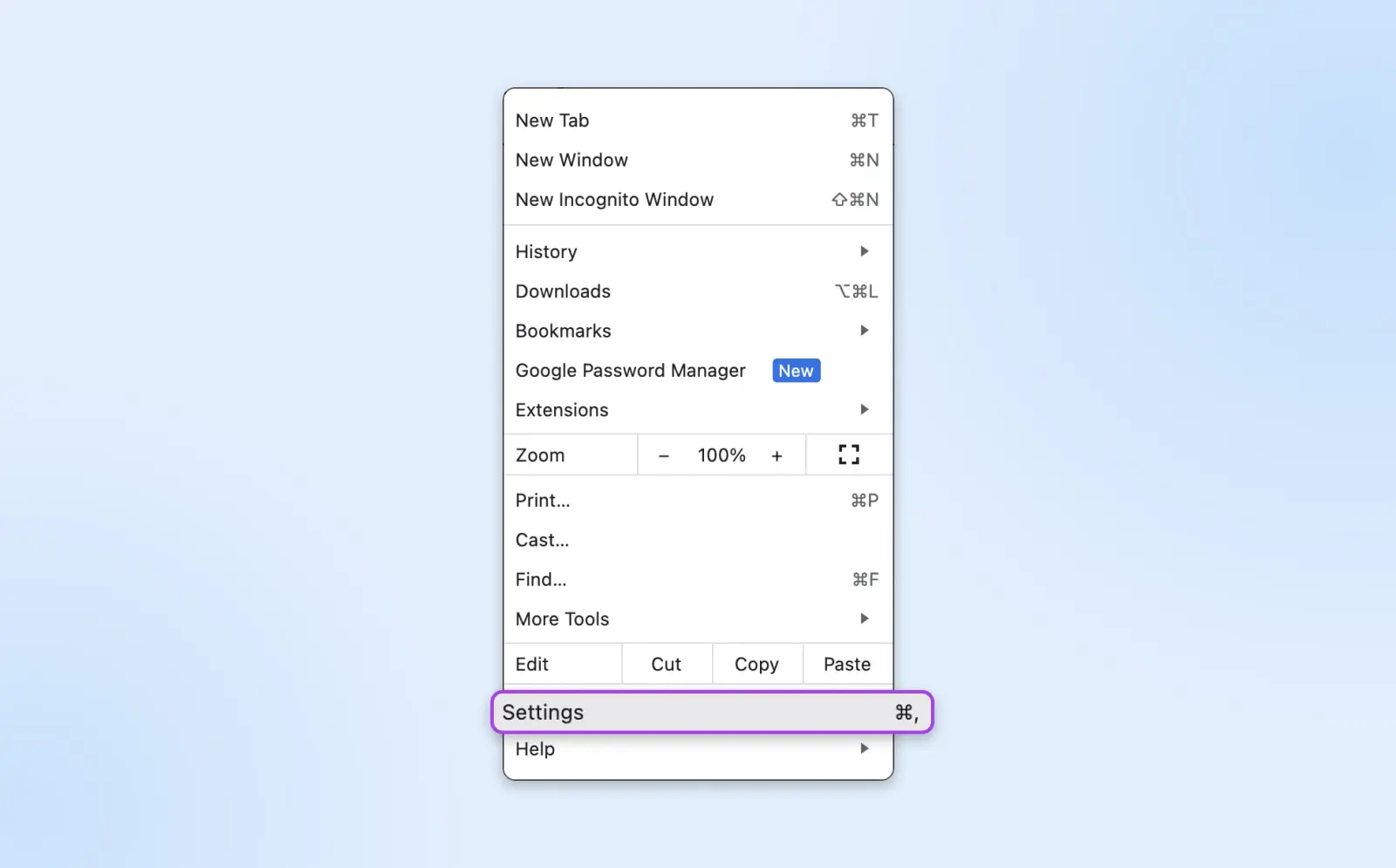 How To Fix “Too Many Redirects” Wordpress Error 11 Close-Up Of Chrome Menu Nav With The Settings Option Highlighted