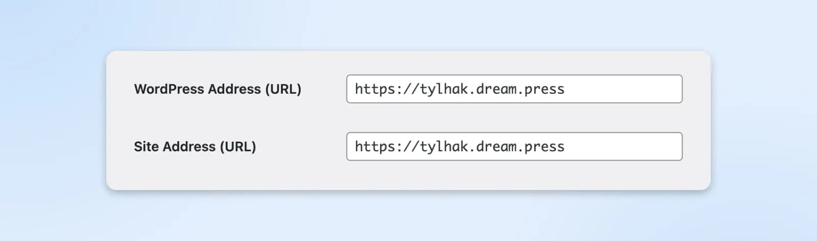 How To Fix “Too Many Redirects” Wordpress Error 17 Close Up Of The Wordpress Address And Site Address Fields, Both Showing: Https://Tylhak.dream.press&Quot;