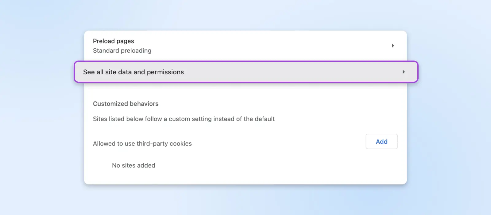 How To Fix “Too Many Redirects” Wordpress Error 13 Close Up Of The Third Party Menu Cookies Options Calling Attention To The Option To &Quot;See All Site Data And Permissions&Quot;