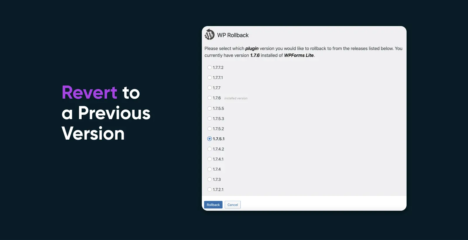 Fixing The 405 Method Not Allowed Error 18 Wp Rollback Will Allow You To Choose The Exact Version You Want To Restore.