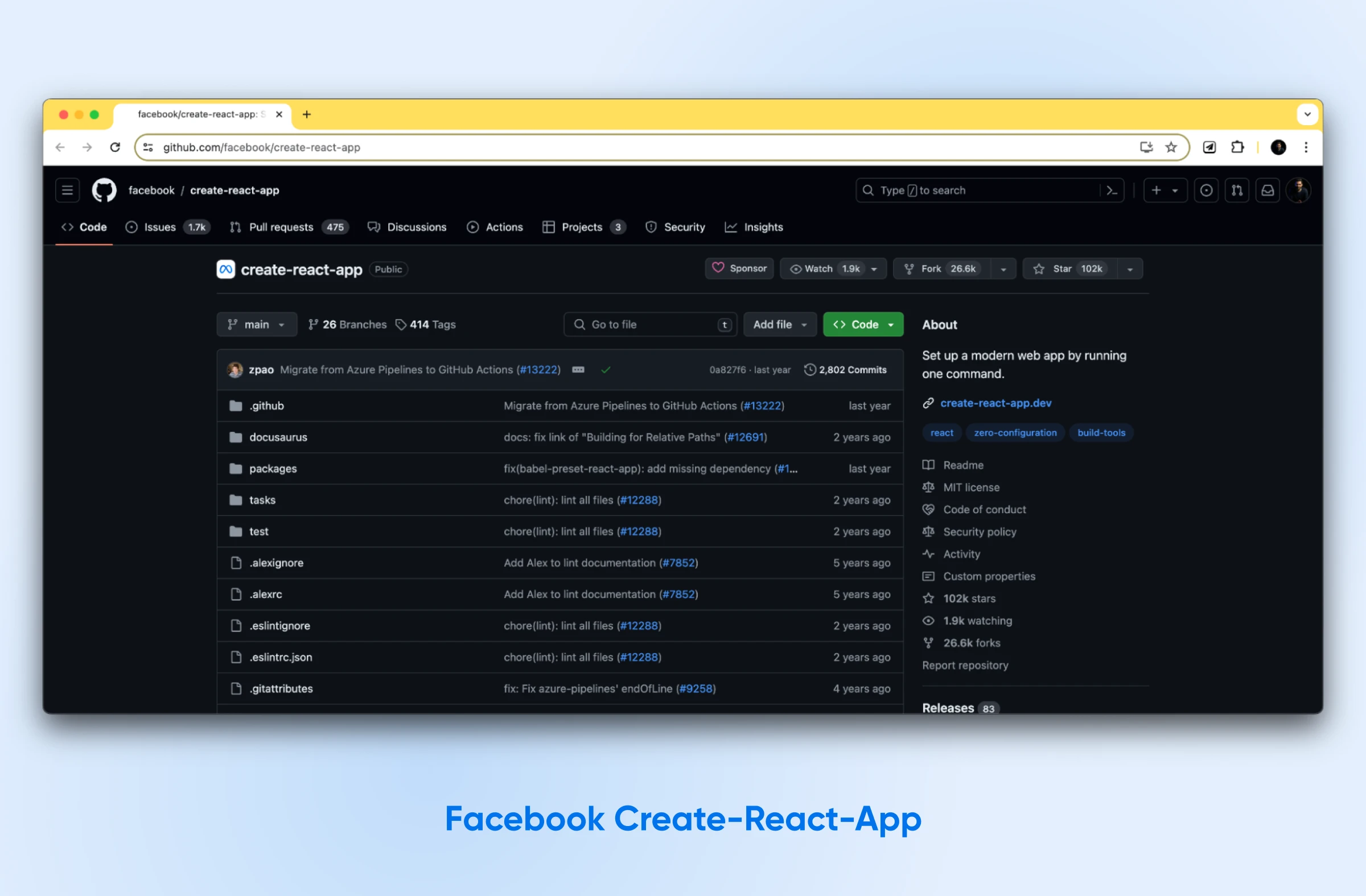 How To Learn React As A Beginner In 2024 38 The Facebook Create-React-App Has A Black Background And A Green 'Code' Button To Get Started Quickly