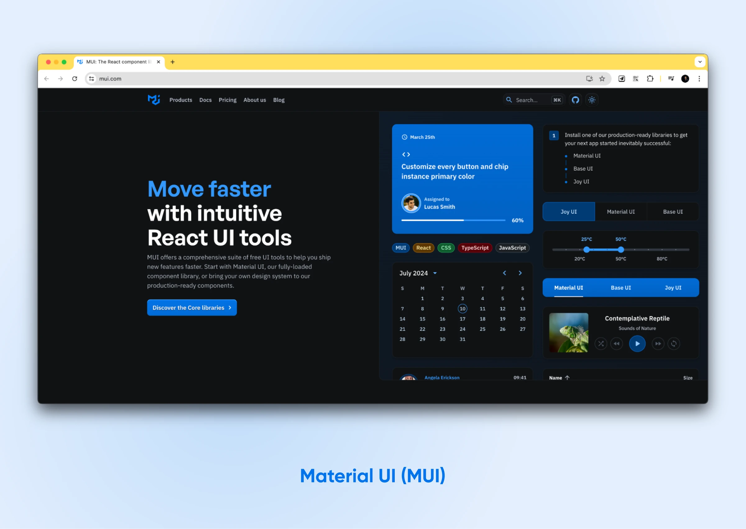 11 React Ui Libraries To Set Your Project Up For Success 27 Mui Site Homepage, A React Ui Framework, Showing Tools For Building Intuitive User Interfaces With Customizable Components.