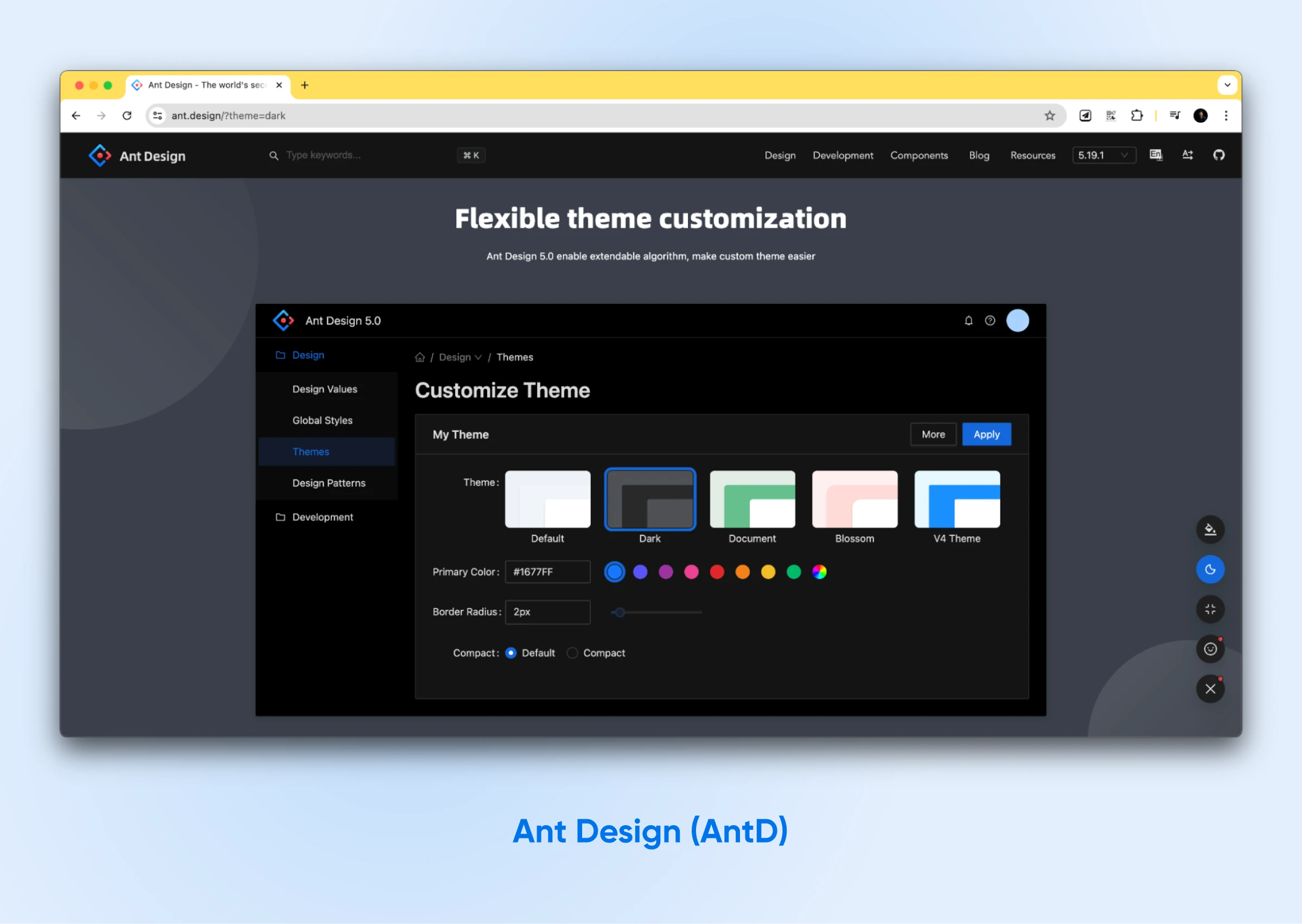 11 React Ui Libraries To Set Your Project Up For Success 28 Ant Design Website Screenshot, A Comprehensive And Flexible Design System For Building Customizable User Interfaces.