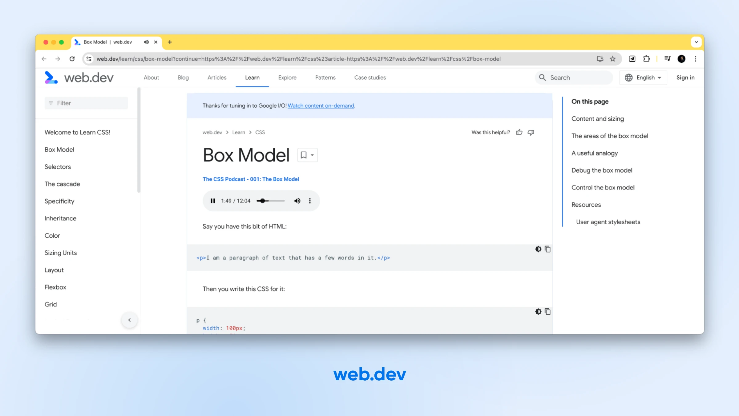 How To Learn Css In 2024 (Fast &Amp; Free) 38 Screenshot Of Web.dev Box Model