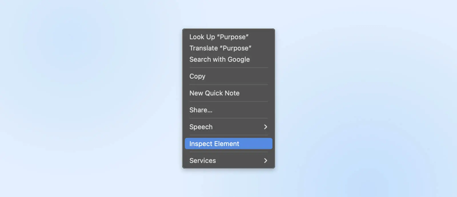Right-Click Menu Showing The &Quot;Inspect Element&Quot; Option