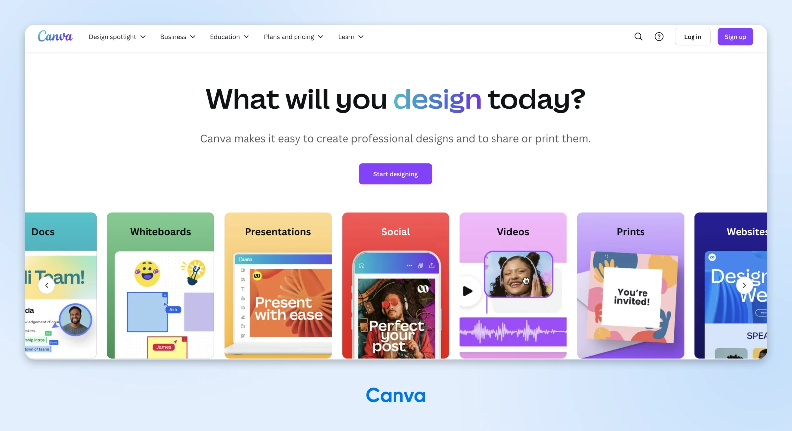How To Create A Winning Social Media Strategy 10 Canva Homepage With Header &Quot;What Will You Design Today?&Quot;