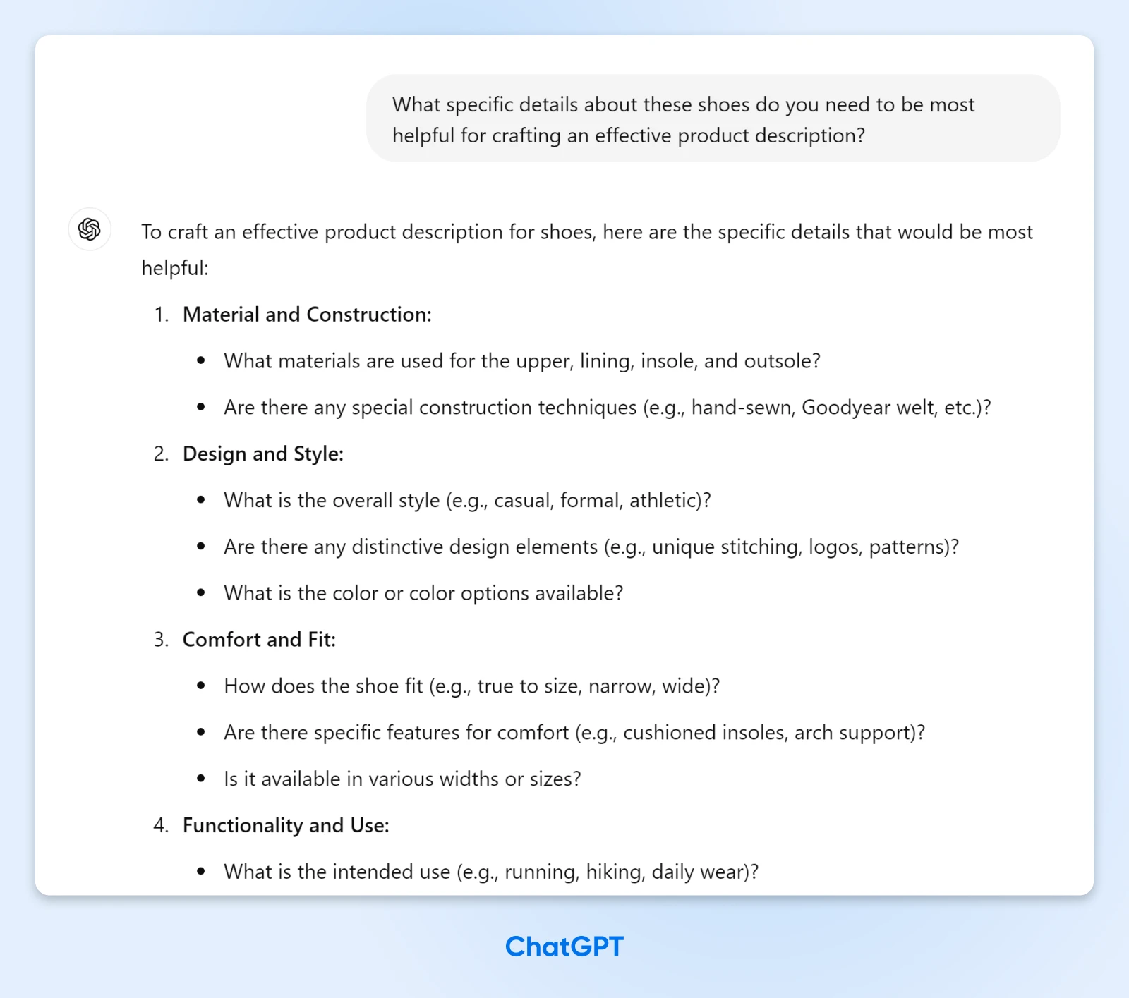 Get The Most Out Of Ai With These 12 Prompting Tips 49 Chatgpt Output Of A Structured Bulleted List Of Questions, Categorized By The Type Of Information Chatgpt Wants To Know