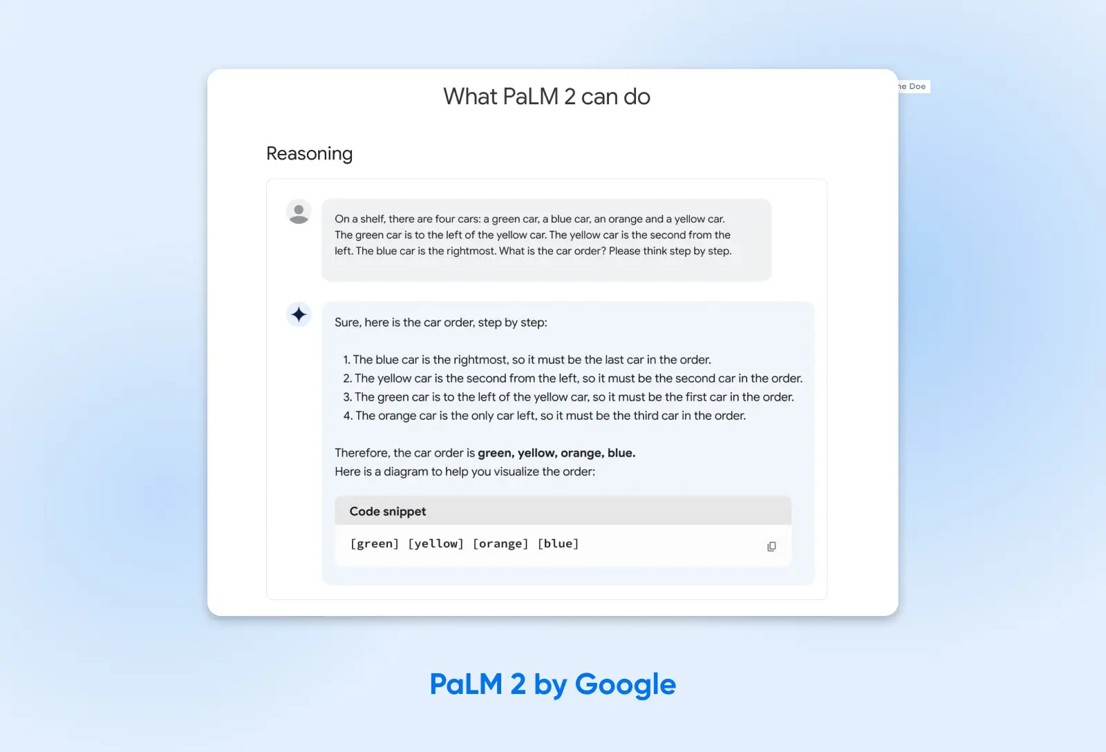 Open-Source Ai: 9 Powerful Models You Need To Try 8 Screenshot Of Palm 2 In Action Showing A Reasoning Dialogue With A Code Snippet Output