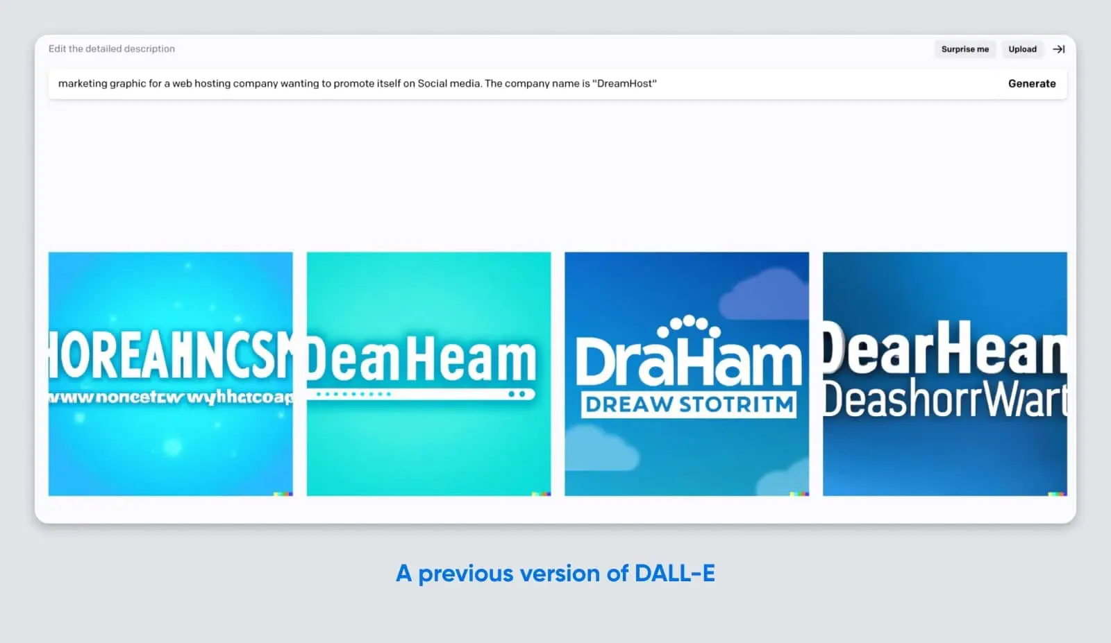 What Is Dall-E &Amp; How To Use It 36 A Dall-E Screenshot Showing Four Outputs With Misspelled Logos: Horeahncsm, Deanheam, Draham, And Dearhean