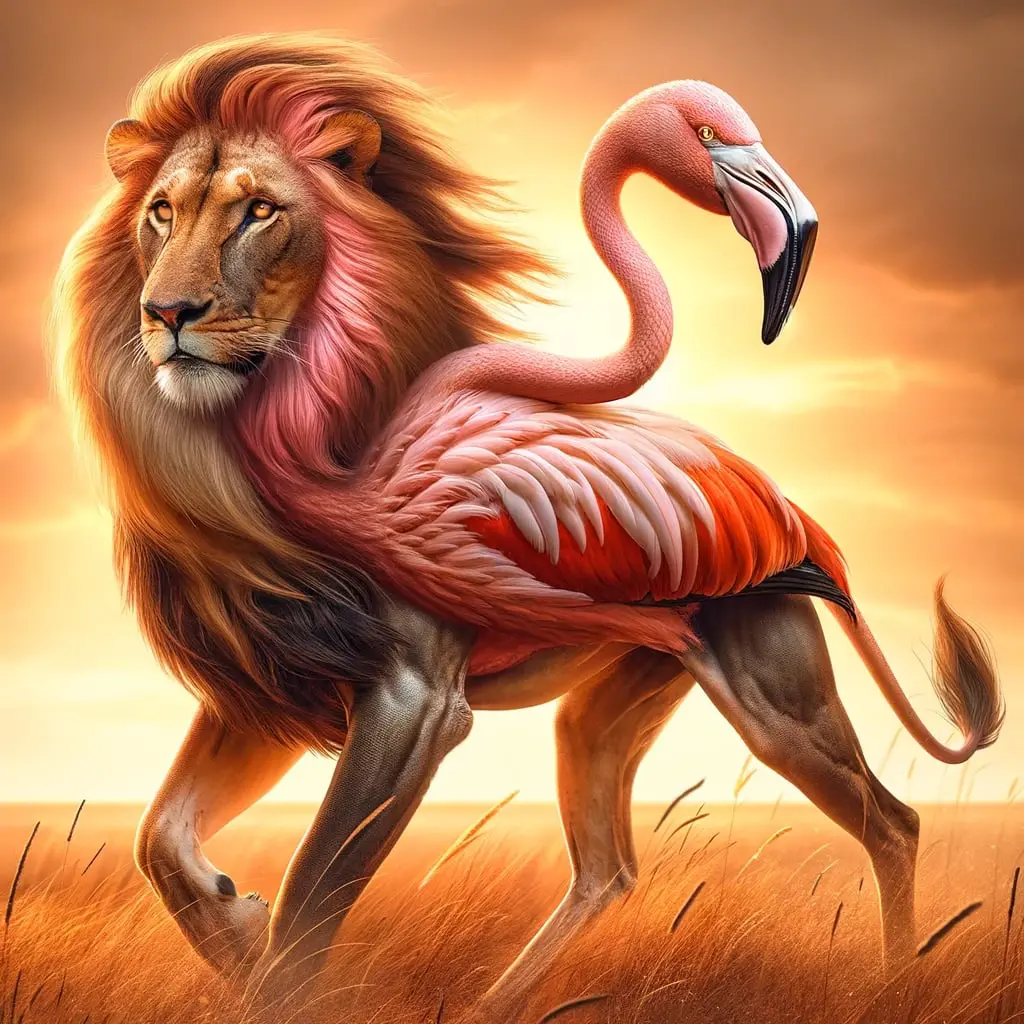 What Is Dall-E &Amp; How To Use It 31 Dall-E Generated Image Of A Lion'S Face And Body, Mane Blowing In The Wind, With A Flamingo As The Lion'S Body And Back Facing The Opposite Direction