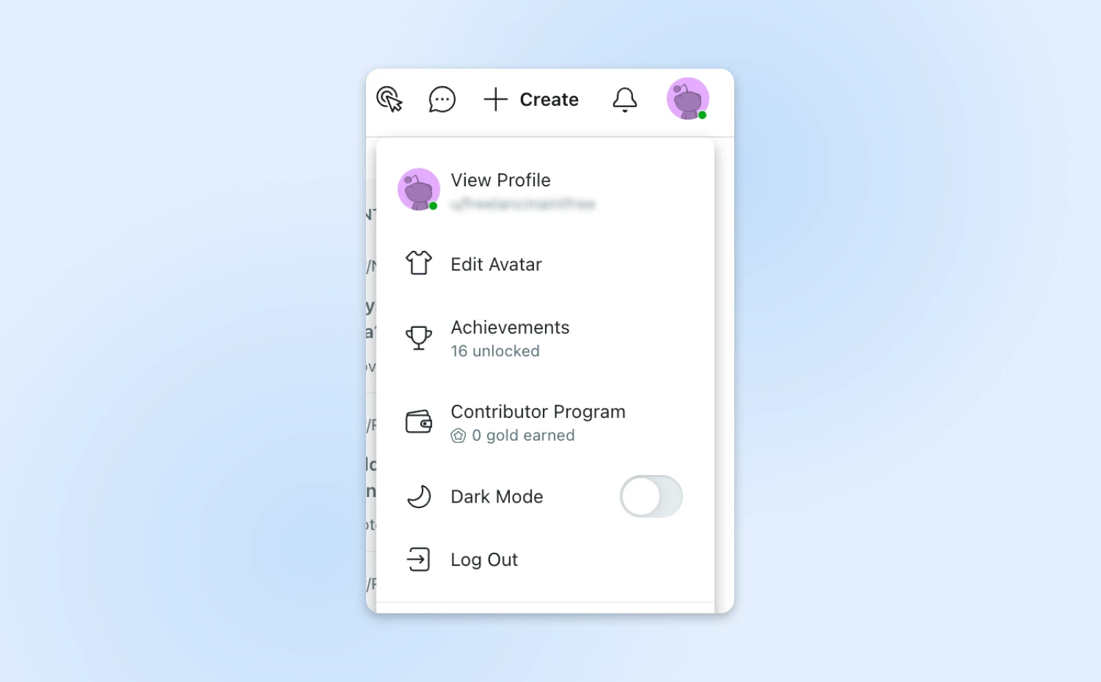 Small Biz Guide To Reddit Marketing 2 Drop-Down From User Profile Picture On The Top Right Side Shwoing Options To View Profile, Edit Avatar, See Achievements, And More