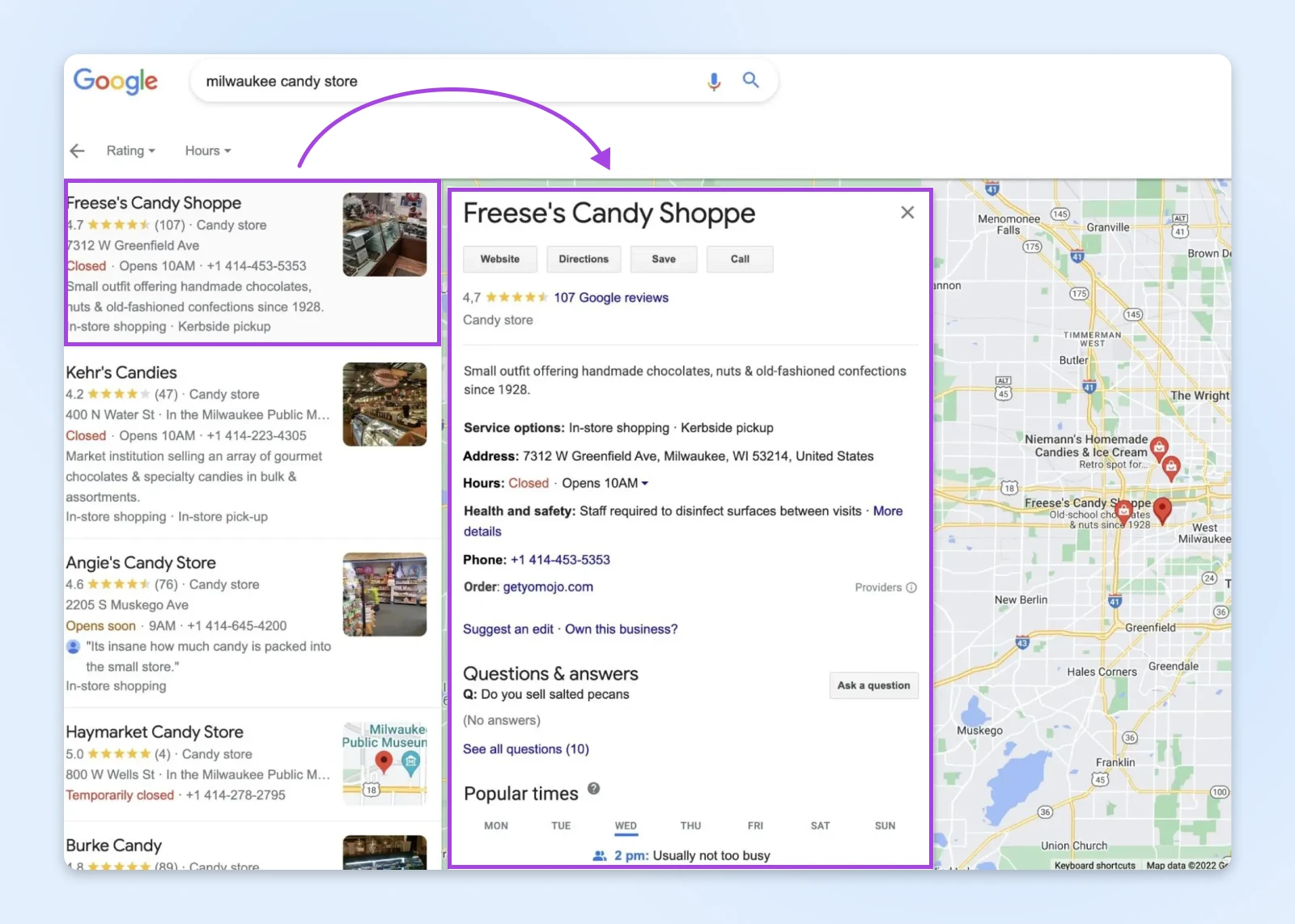 On-Page Vs. Off-Page Seo: What You Need To Know 5 Google Search For &Quot;Milwaukee Candy Store&Quot; Shows Results; Clicked On Freese'S Candy Shoppe Opens Up Additional Information In Their Gbp.