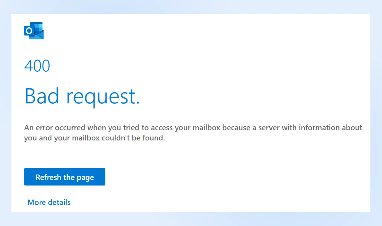 6 Ways To Fix The 400 Bad Request Error 29 Screenshot Of A 400 Bad Request Coming Up In Ms Outlook With Text: An Error Occurred When You Tried To Access Your Mailbox...&Quot;