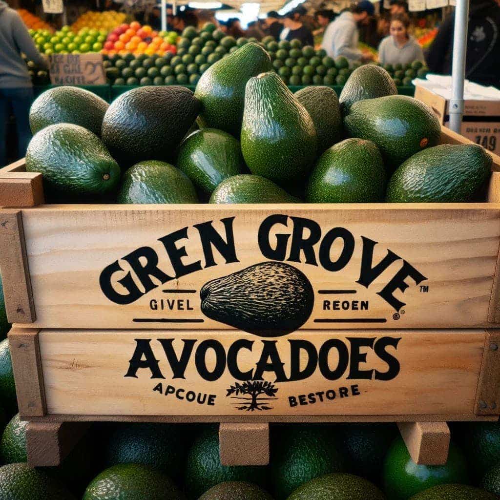 What Is Dall-E &Amp; How To Use It 48 A A Close-Up, Photograph-Like Image Of A Crate Reading &Quot;Gren Grove Avocadoes.&Quot; The Crate Is On Top Of Avocados And Filled With Avocados In The Produce Section Of A Market